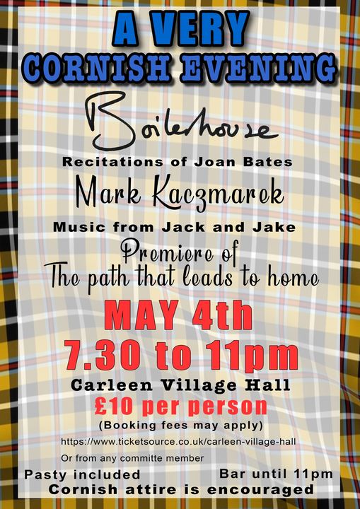 A Very Cornish Evening – May 4th 7.30-11pm