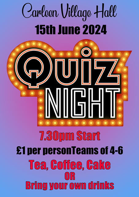 Quiz Night 15th June 2024 7.30pm